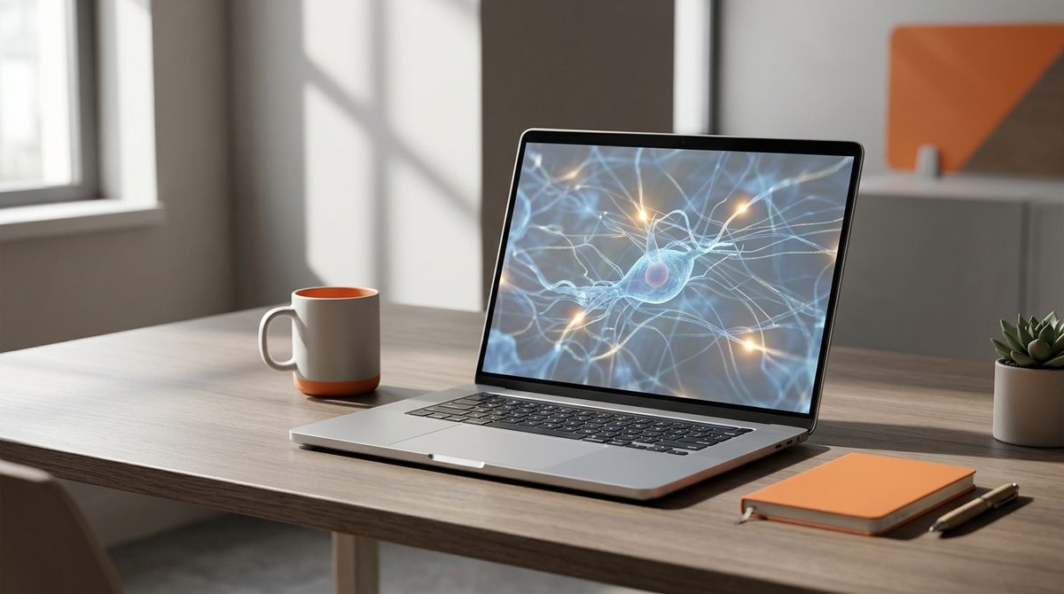 Laptop with neural network display illustrating Adapting to Google’s Search Generative Experience (SGE)