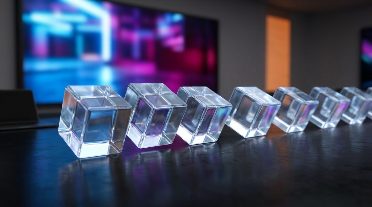 Transparent glass cubes illustrating How Blockchain Technology is Reshaping Digital Advertising and Consumer Trust
