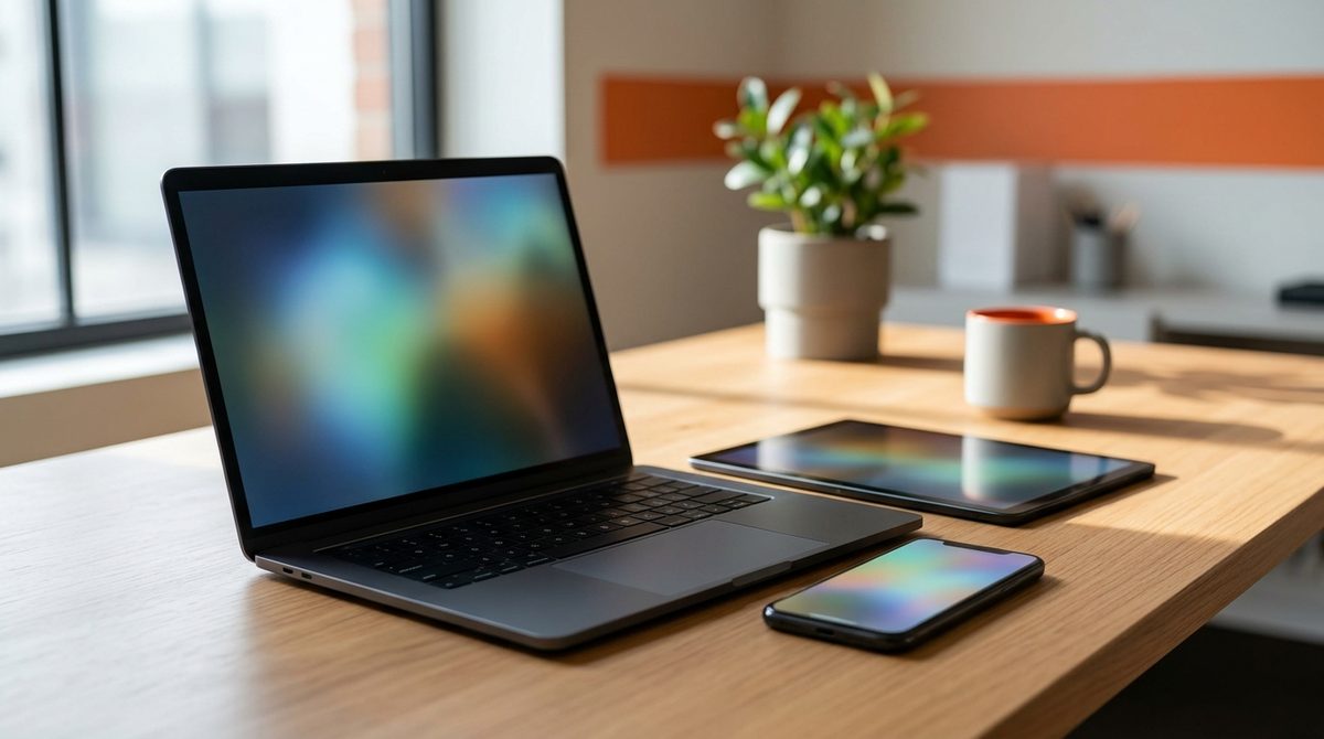 Laptop, tablet, and smartphone illustrating Strategies for Effective Cross-Platform Social Media Marketing