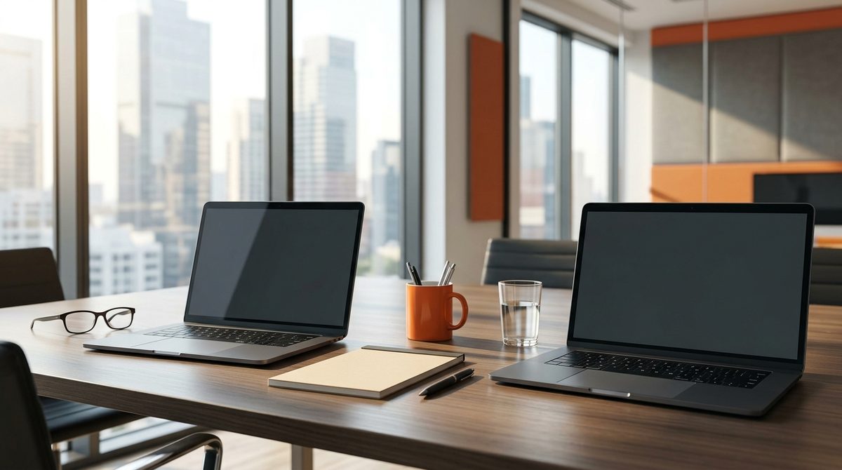 Conference table with laptops illustrating How to Choose the Right White Label Digital Marketing Partner