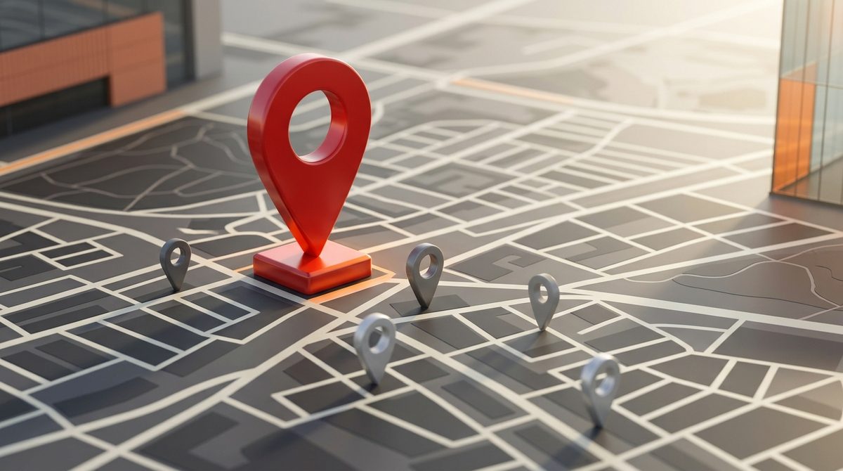 Prominent red pin illustrating How to Rank Higher on Google Maps in 10 Easy Steps