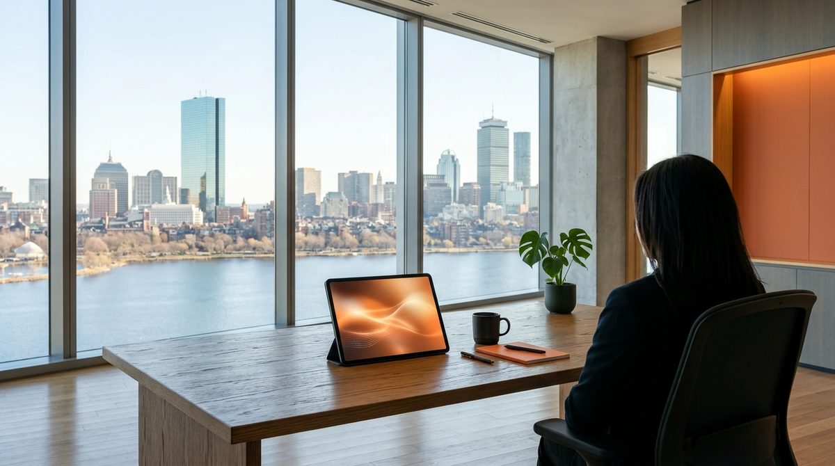 Professional in a high-rise office illustrating The Future of Digital Marketing in Boston