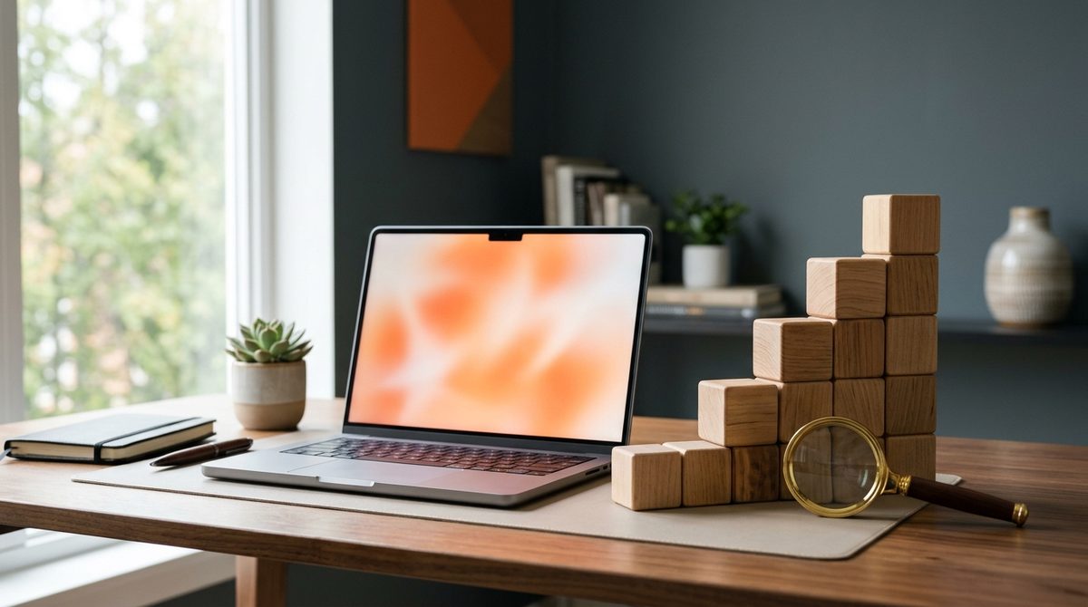 Laptop and stacked wooden blocks illustrating Top 10 Google ranking factors you should not ignore