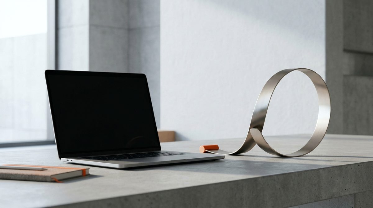 Laptop beside a looping ribbon illustrating Understanding and Utilizing Retargeting in Campaigns